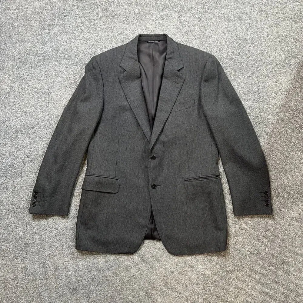 Canali Blazer Mens 42 Graphite Grey Wool 2 Button Notch Lapel Jacket‎ Made Italy